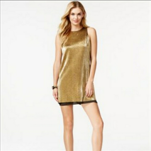 Bar lll gold glam Copenhagen pleated shift dress - Picture 15 of 15